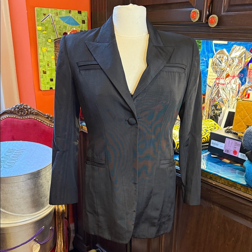 Vintage Bill Kaiserman Elegant Black Women's Blazer & Skirt sm sz 8